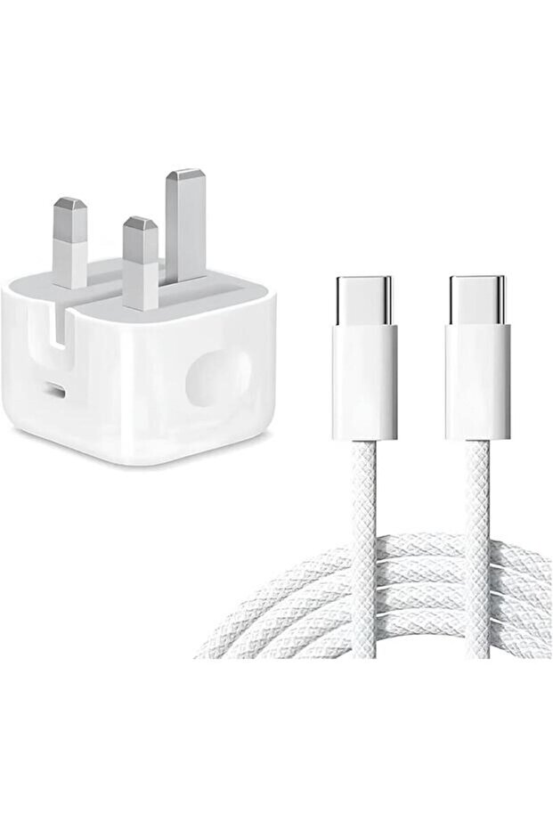 شاحن حائط 35 واط مع كابل USB-C إلى USB-C من القماش، شحن سريع بتقنية PD