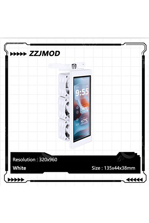 White ZZJMOD 4.6-inch Screen Memory Cooler,IPS-LCD screen/motherboard USB 9Pin&Fan 3Pin interface/cu