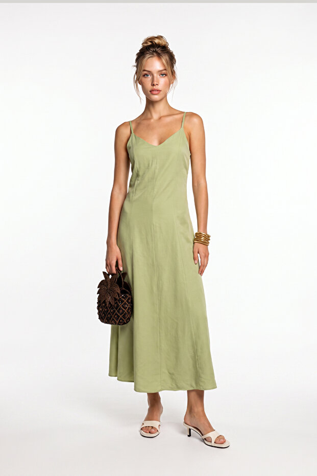 Strappy Basic Summer Dress Lnt0043 Green