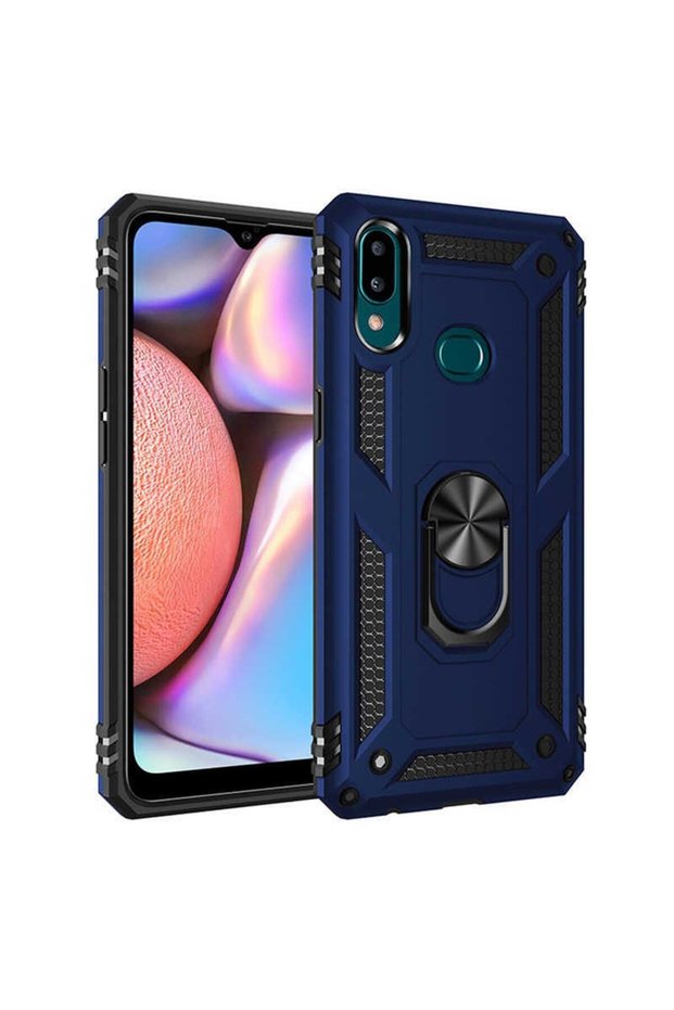Samsung Galaxy A10S Case Ultra Protection Shock Absorbing Tank Rugged Very Rugged Silicone Cover-Blue