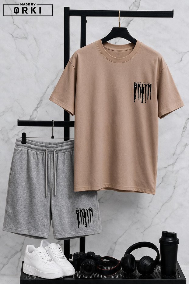 Be Kind Printed Plus Size Unisex T-Shirt & Grey Shorts Set