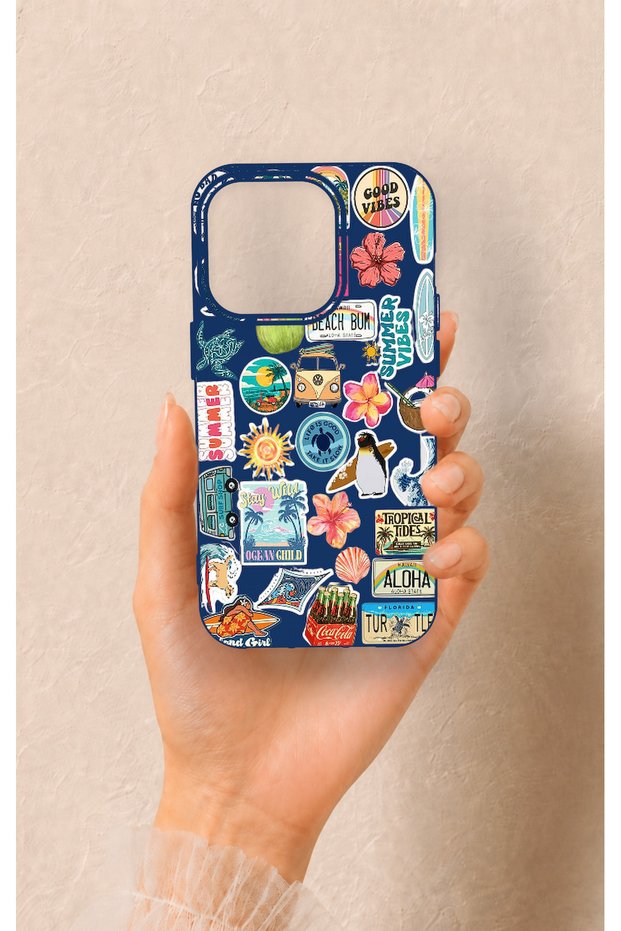 iPhone 14 Pro Compatible Summer Vibes Patterned Silicone Case