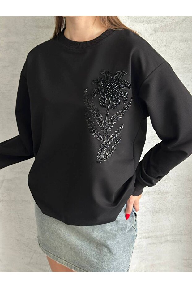 Beaded Embroidered Quality Sweatshirt