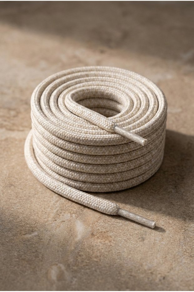 Beige White Spotted Knitted Shoelaces 120 cm