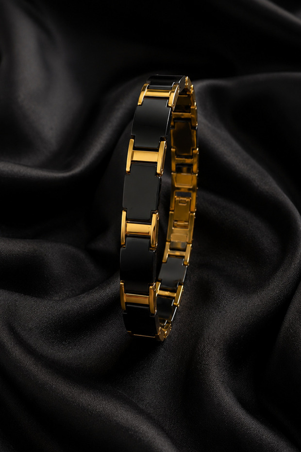 Titanium Magnetic Black Ceramic Men's Bracelet