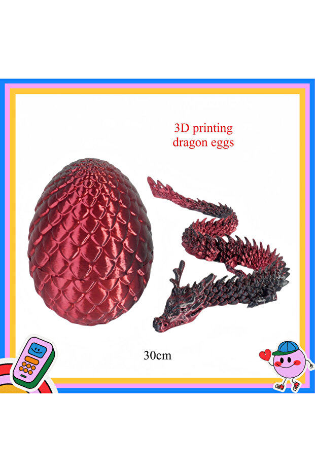 No box-1pc 3D Printed Dragon Eggs, Containing Little Dragons, Easter 3D Movable Eggs, Stress-Relievi