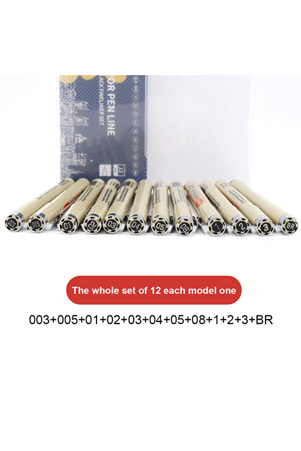 12Pcs set 12 Tip Pigment Liner Micron Ink Marker Pen for Manga Draw Sketching Needle Pen Hook Line P