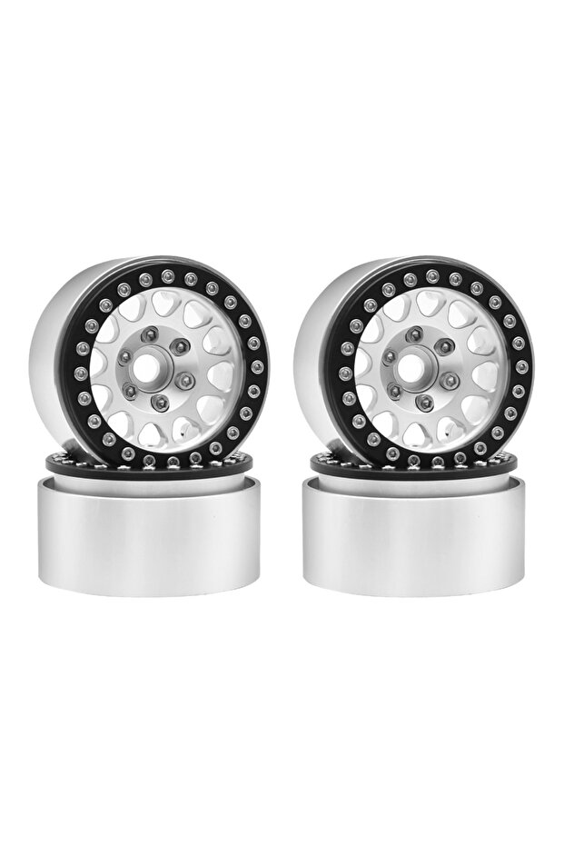 4pcs Silver black Metal 1.9 Beadlock Wheel Rim Hub for 1/10 Hsp Redcat Rc4wd WRAITH Tamiya Axial SCX