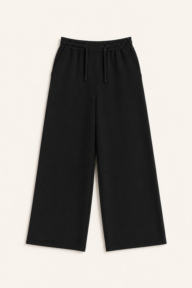 9-15 Years Premium Palazzo Girls' Trousers-Black