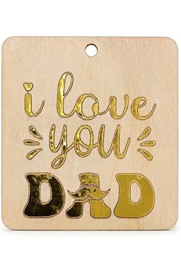 Wooden Car Hanging Ornament "I Love You Dad" | Rearview Mirror Charm & Home Decor | Father's Day | Birthday Gift for Dad | 8x8 cm