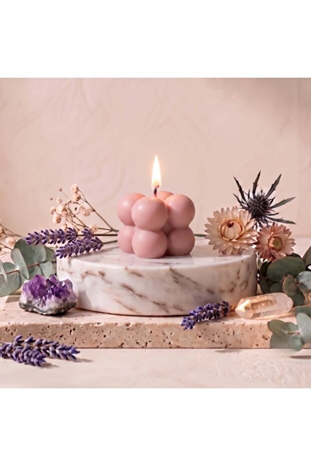 Aurora-Naturalis Handmade Rose Mini Bubble Candle – Soft Pink, Classic Rose Scent | Attractive Home Decor | Perfect Love gift