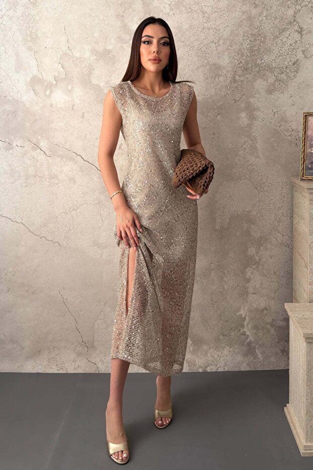 Women's Pink Sequined Loose Dress