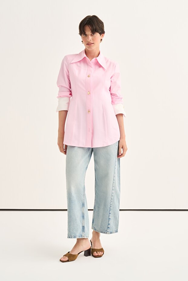 Women's Contrast Fit Form Padded Shirt Pink