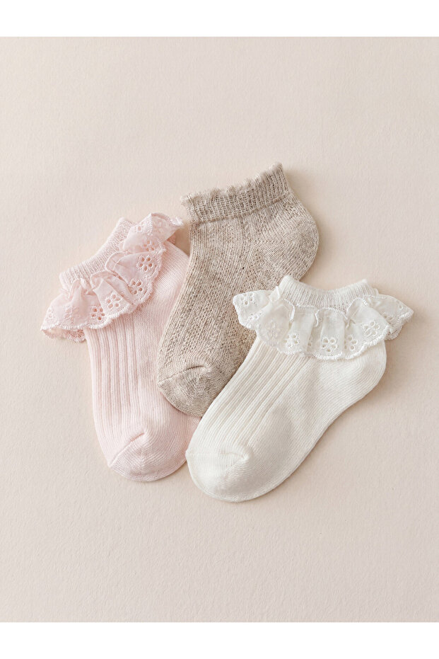 Esvab • Modern & Stylish Ruffled Baby Girl Booties Socks 3-Piece Set