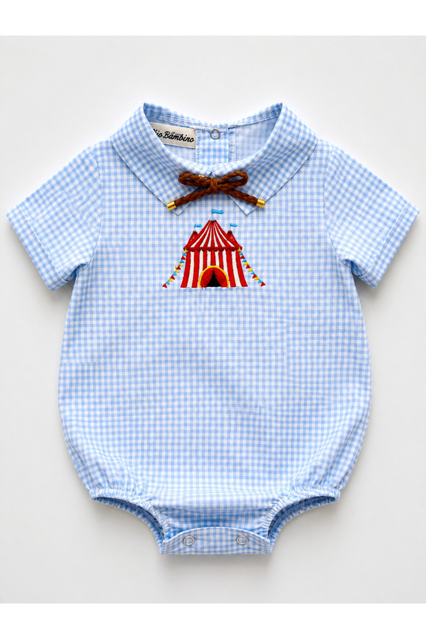 Handmade 100% Cotton Circus Concept Embroidered Baby Boy Shirt