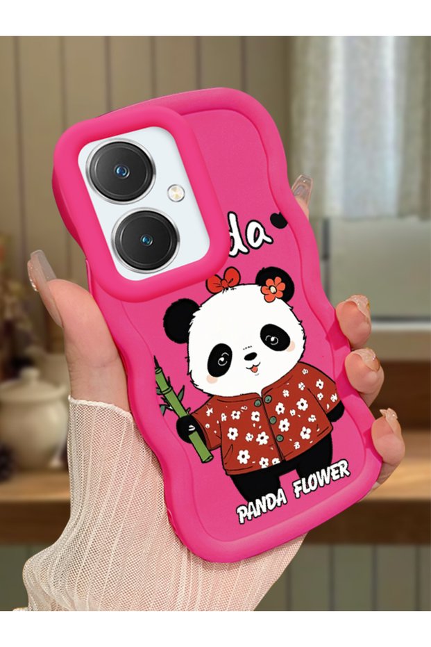 Vivo Y27 Compatible Case Camera Protector Red Silicone Couple Phone Case Panda Pattern