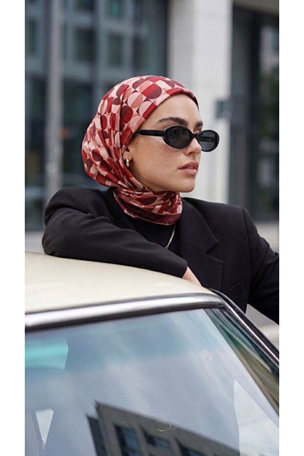 Women's Geometric Pattern Sparkling Crystal Scarf with Silk Feel