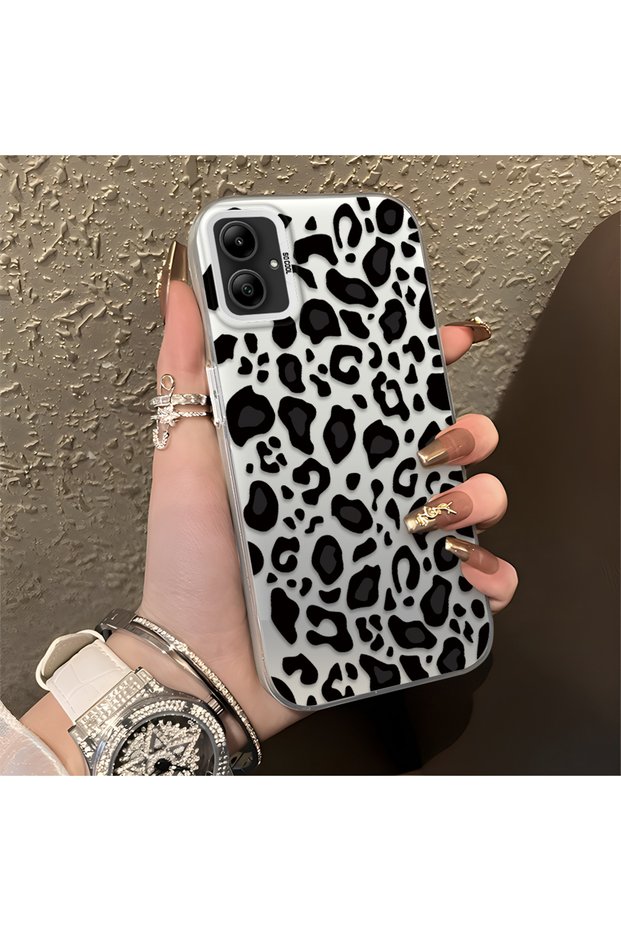 Samsung Galaxy A05 Compatible High-Quality Black Leopard Phone Case, Shockproof
