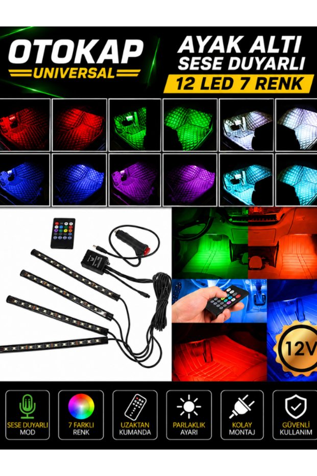 Underfoot Led 12 Led Lamp Sound-Sensitive Music-Sensitive Rgb Ambient Lighting In-Car Decorative Led Universal