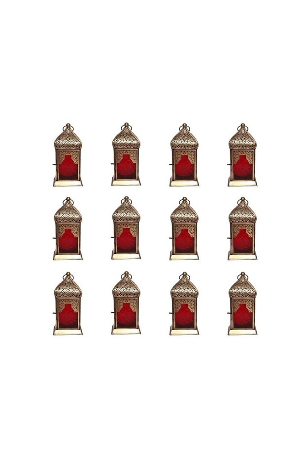 Handmade Decorative Candle Holder Vintage Lantern| Red | Living Room, Bedroom & Outdoor | Home Decoration, Hanging, Table Top | Ramadan, Eid, Diwali, Weddings, Parties | Iron 12PC