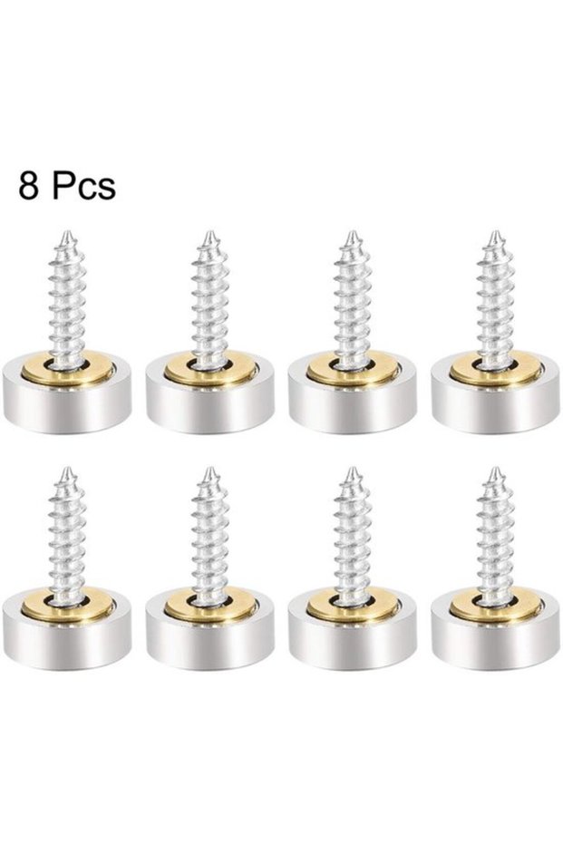 Mirror finish screws - decorative caps - furniture trim - brushed steel - 10mm