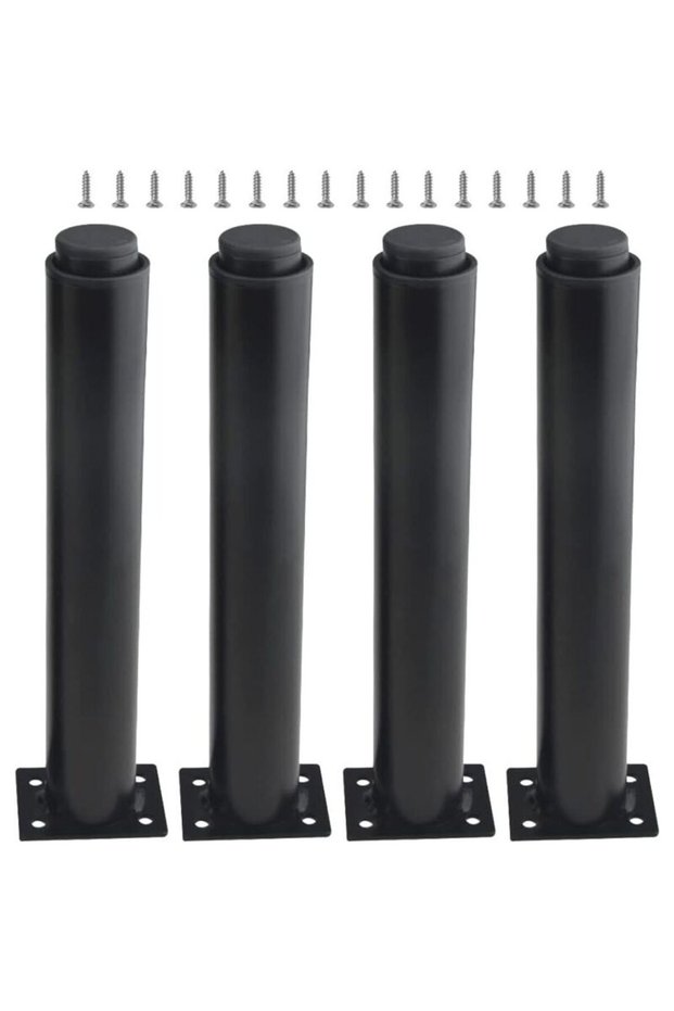 A set of 4 adjustable metal furniture legs – thickened steel – baked enamel finish – rust and corrosion resistant – 25-42 cm black