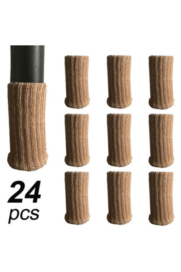 A set of 24 furniture protectors are highly elastic, non-slip, and suitable for chair legs with a diameter of 2.5 to 5 cm.