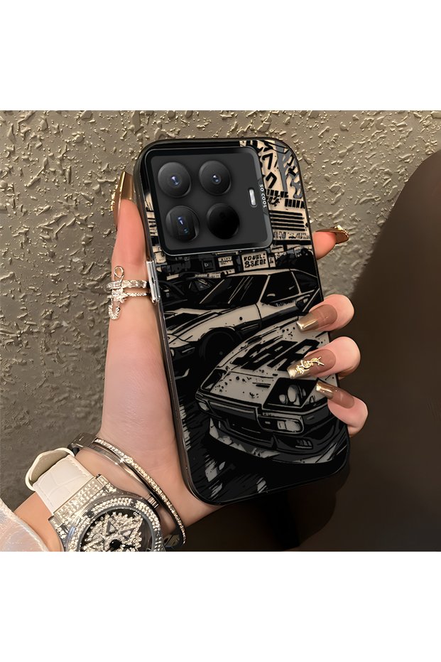 Mi 15t Pro Compatible Manga Drawing Classic Car Flat Print Quality Silicone Case