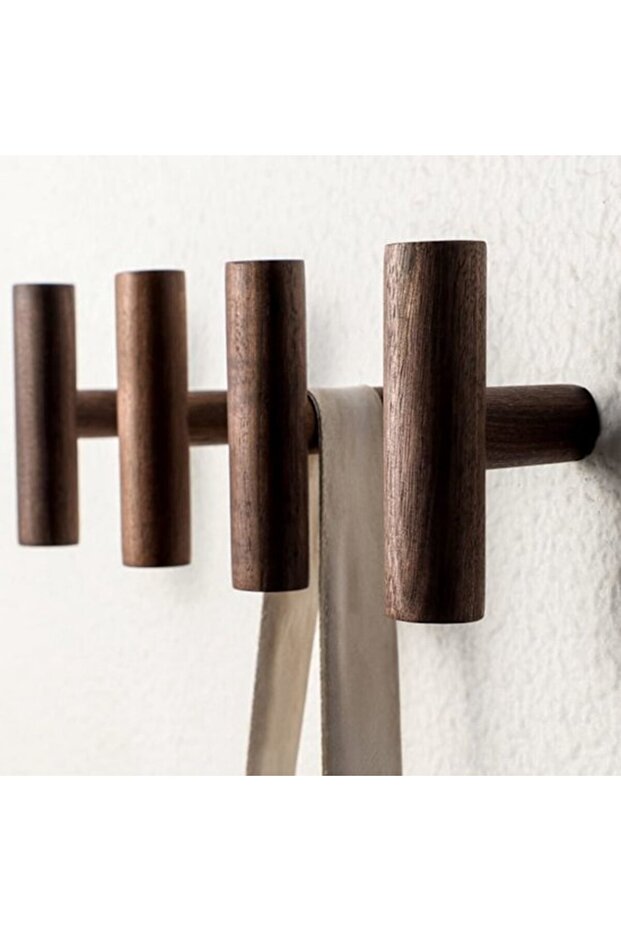Wooden coat hooks - 4-pack - Wall-mounted | Coat hooks - Natural wood wall-mounted coat rack - Wall-mounted