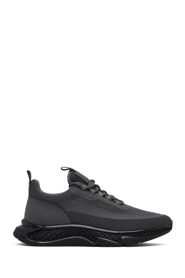 Zero Men's Gray Thick Soled Lace-Up Fabric Sneaker Wm68002155