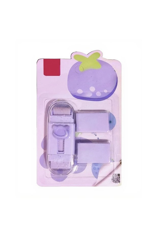 Retractable Eraser, Teddy Bear Pattern, Push-pull Adjustment, Push Type Eraser, Purple