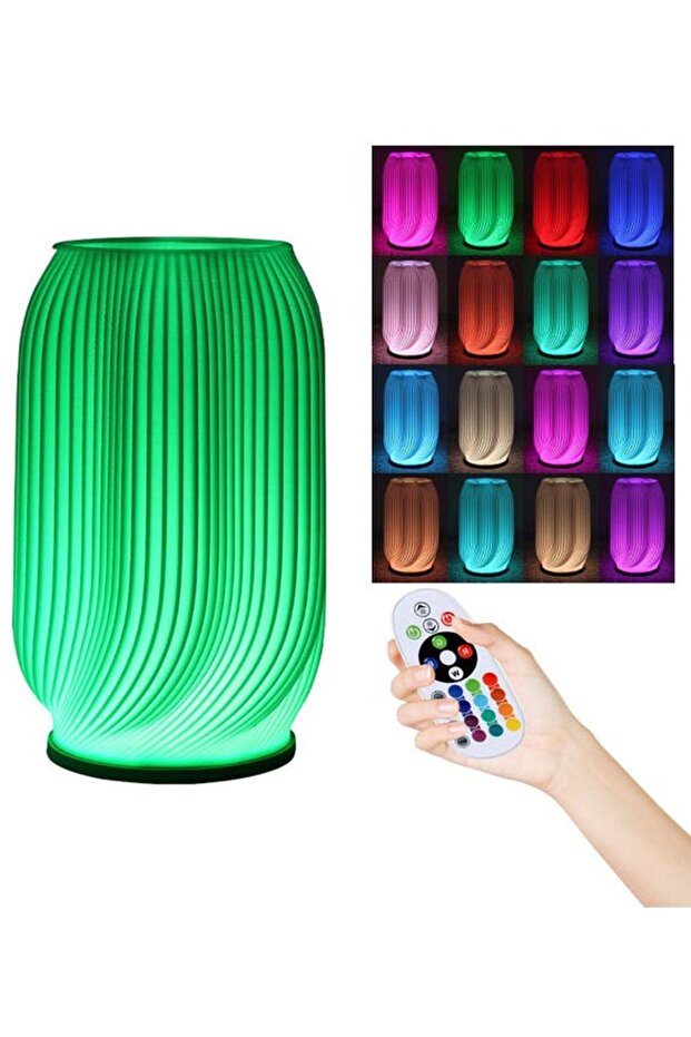 3-in-1 Vase-Shaped RGB Bedside Night Light with Remote (16 colors), USB direct ambient table lamp.