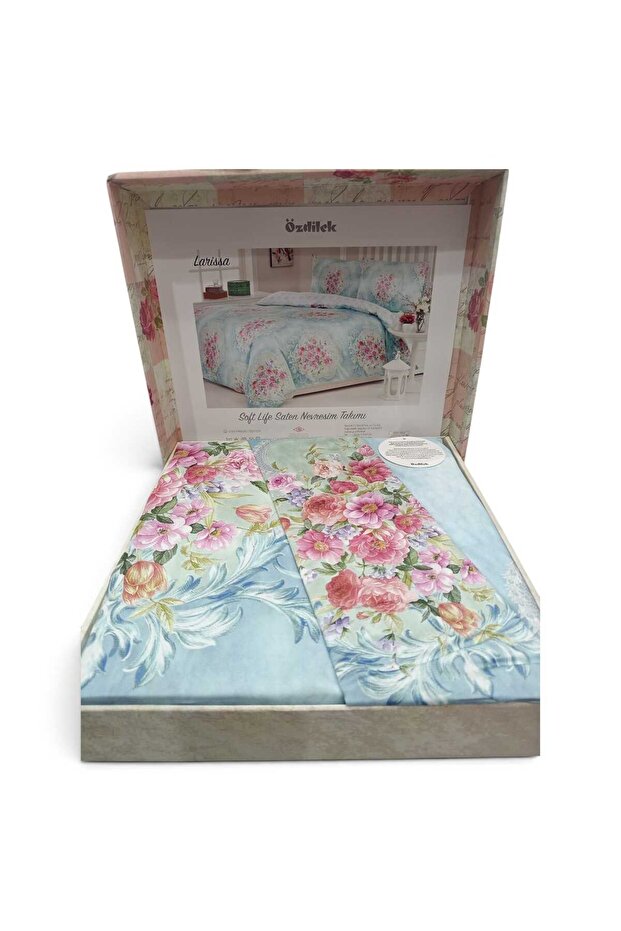 Double Soft Life Cotton Satin Duvet Cover Set - Larisa Mint