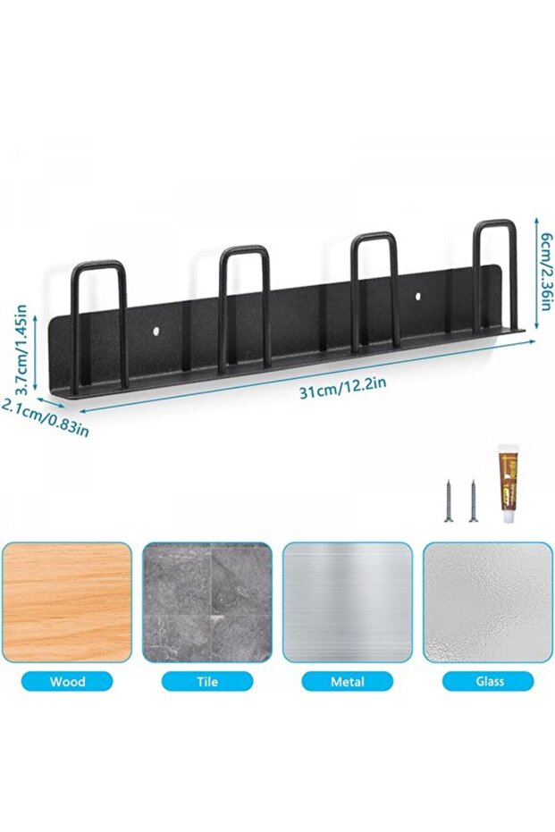 Suitable for 2 Pieces Wine Glass Holder 8 Glasses Mug Rack Hanging Kitchen Organizer 31x6x2Cm