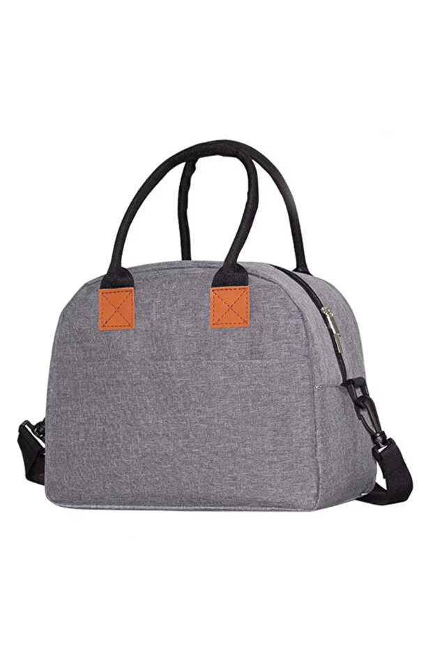 Lunch box, leak-proof, reusable, insulated lunch bag with adjustable shoulder strap, suitable for office, hiking, picnics, school, etc. Gray