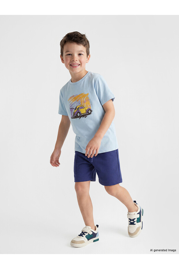 Two Mt Shop Quality Navy Blue 2 Thread Plain Standard & Regular Boys' Shorts