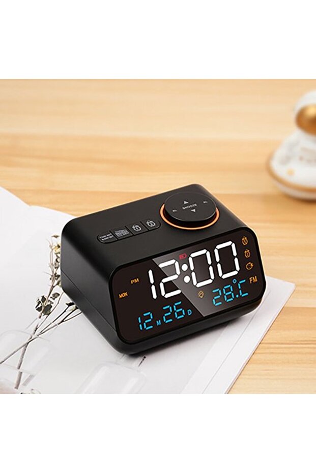 LED digital alarm clock with clock function, electronic desk clock, USB alarm clock, FM radio, acoustic operation, modern alarm clock