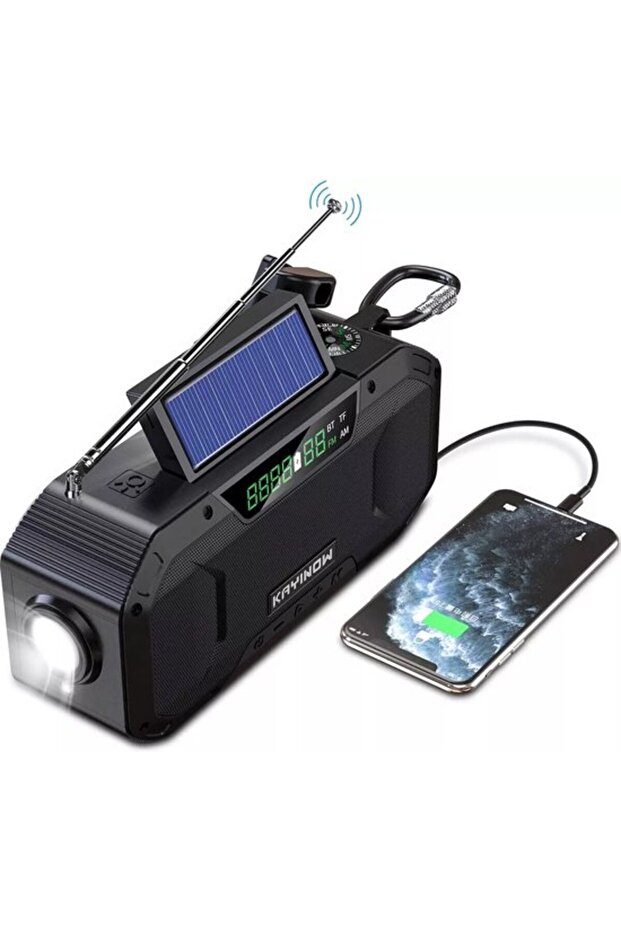 Suitable for Emergency Radio Solar Survival Wind-Up Dynamo Battery Powered Flashlight SOS Compass Backpack 5000 mAh Power Bank GRAY