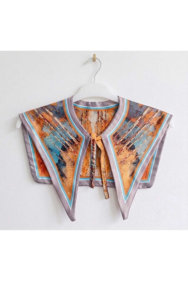 Shoulder Collar Scarf Accessory Turquoise Orange Lila Tiles Brown Black Abstract Striped Batik Inspired Geometric Pattern