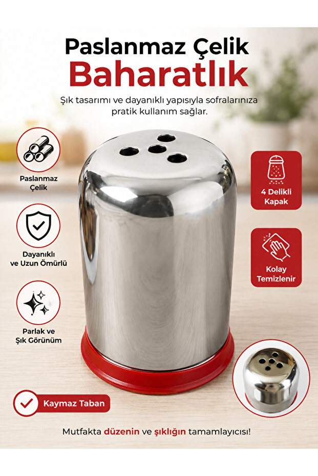Stainless Steel Spice Rack – Metal Salt and Pepper Shaker Spice Dispenser with Perforated Lid Kitchen Spice Container