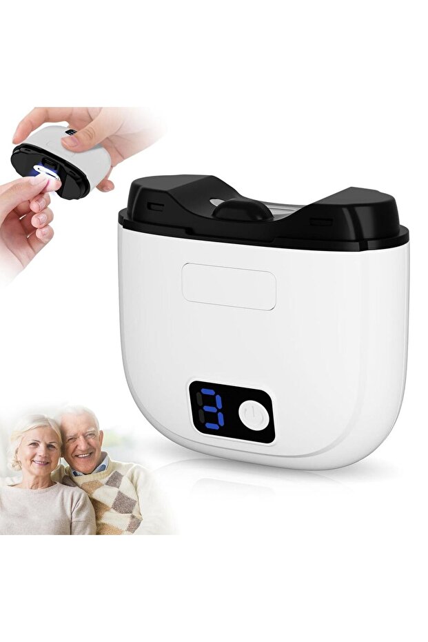 3-in-1 electric nail clipper, three speed settings, rechargeable, LED light, nail clippings storage, infants, toddlers, elderly.