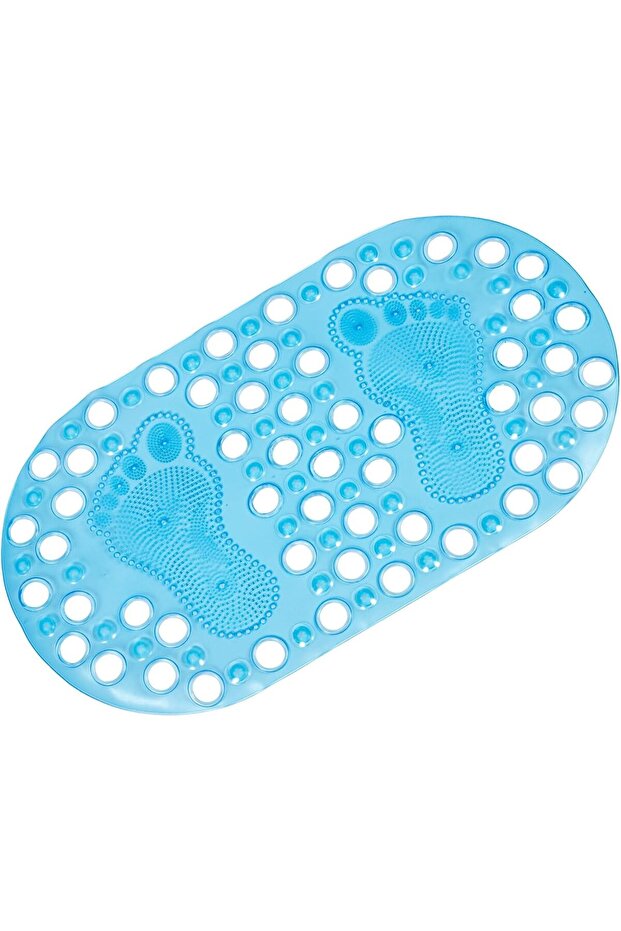Bathroom foot massage non-slip mat, transparent blue, made of comfortable non-slip material, with foot pedal cleaning function, absorbent
