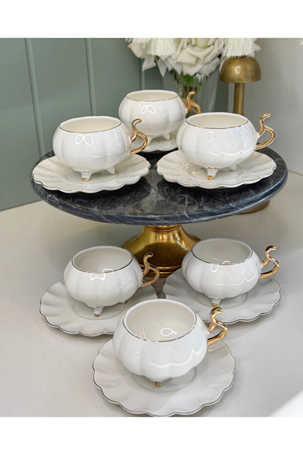 Edone 6-Piece Porcelain Turkish Coffee Cup Set