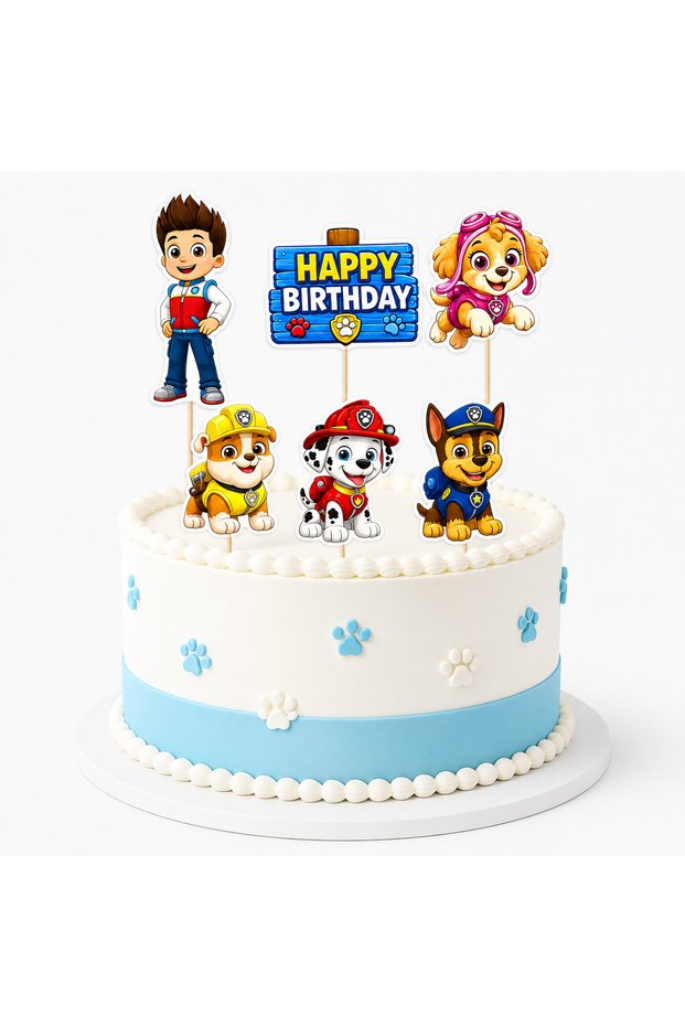 6-Piece Paw Patrol Themed Cake Picks Happy Birthday Dog Patrol Cake Decoration