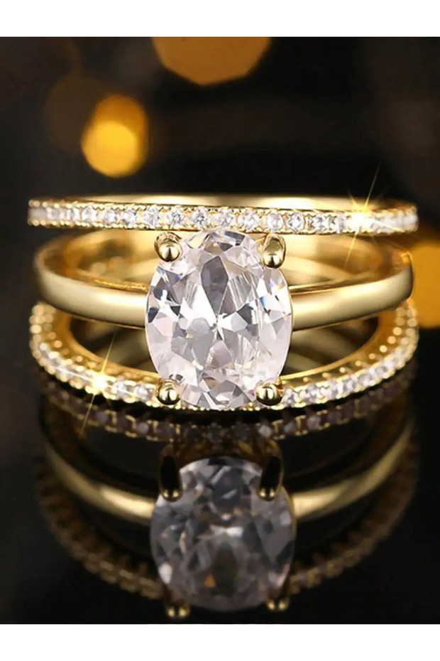 9 Golden 925 Sterling Silver Classic Shining Gorgeous Zircon Ring For Women Wedding Prom Party Luxur