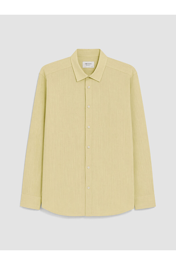 Lcw Vision Yellow Regular Fit Linen Look Men's Shirt