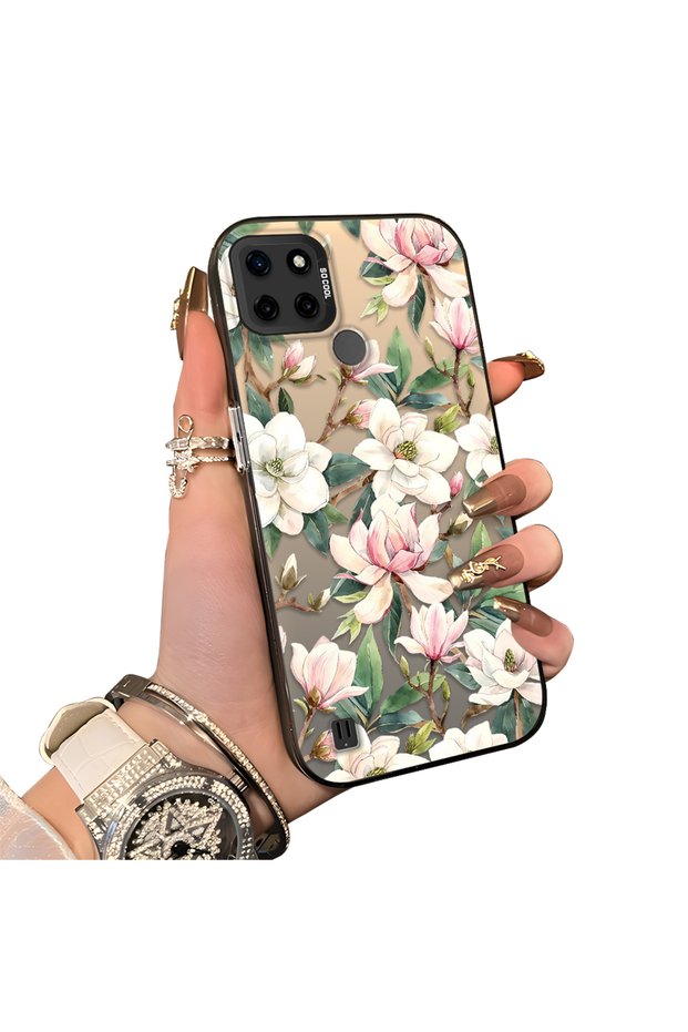 Realme C21Y/C25Y Compatible Hard Acrylic Back Silicone Edge Lens Protection Case