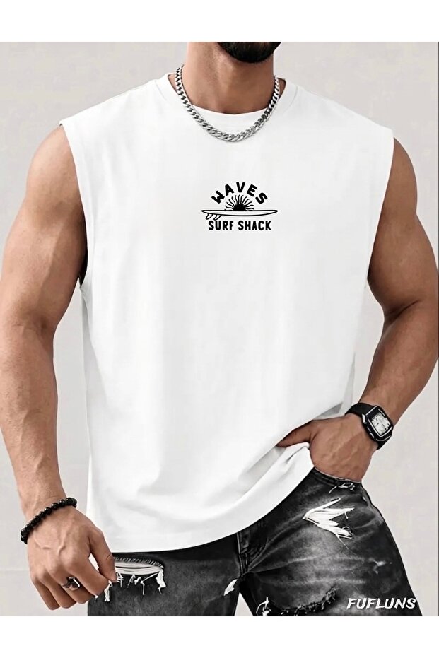 Waves Surf Men's Regular Fit Crew Neck Sports Sleeveless T-Shirt