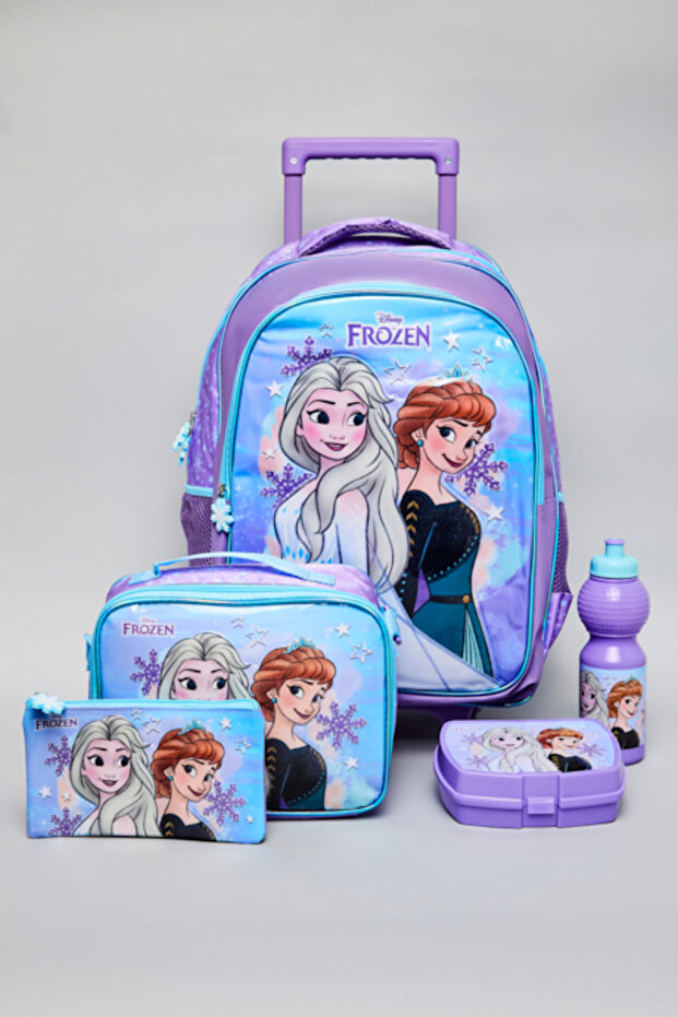 5 Pack Frozen Print Trolley Backpack Set - 18"
