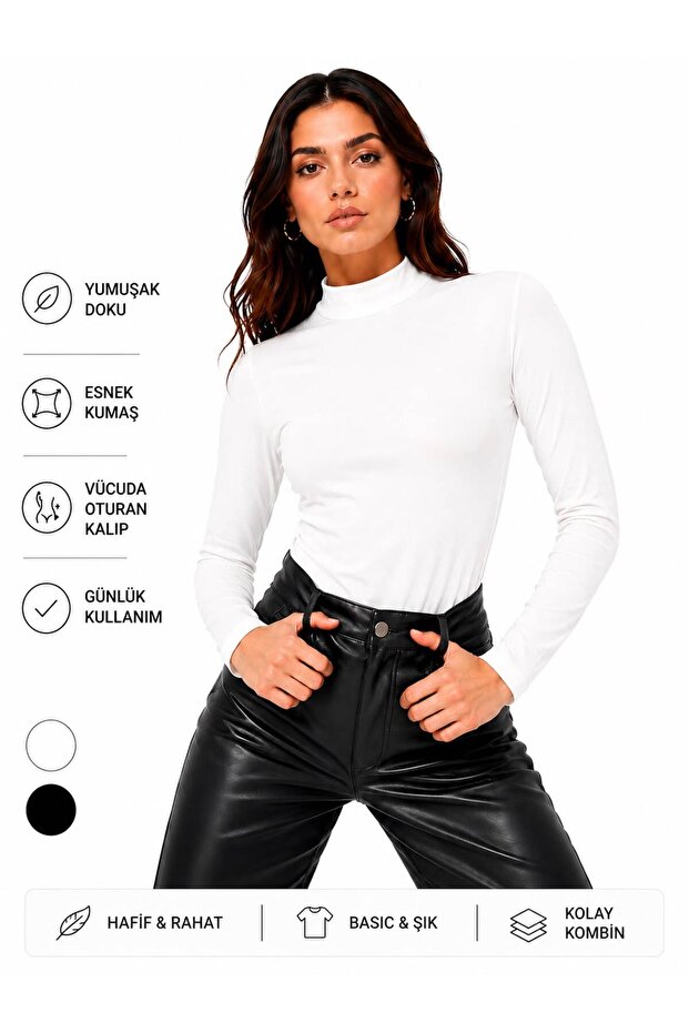 Women's Turtleneck Long Sleeve Body Basic Blouse